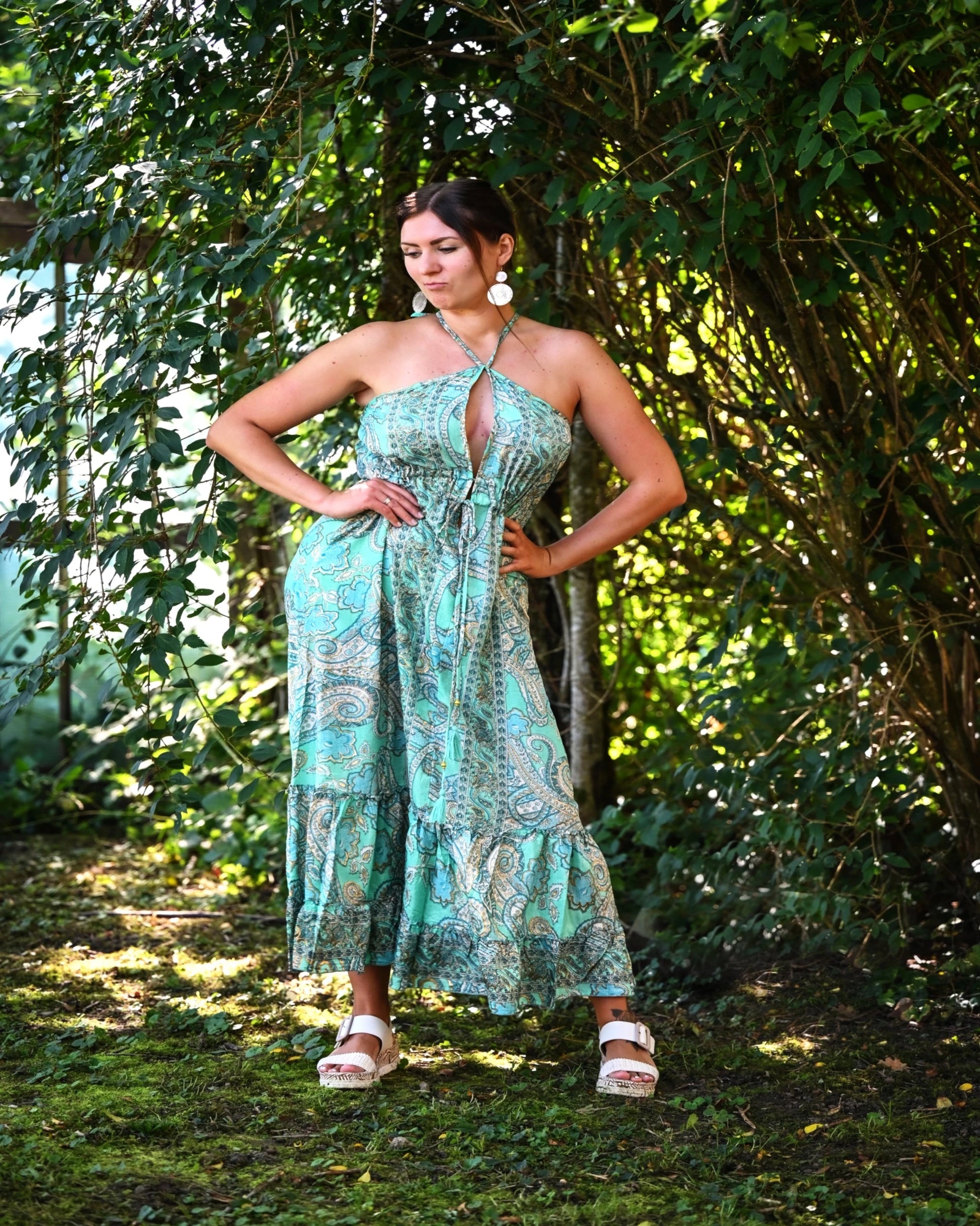 Sorenna Boho maxi dress made of silk and viscose ZOLYA Collection